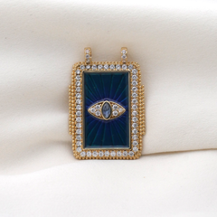 Blue Evil Eye Rectangle Charm (Large)