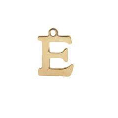 E - Gold Block Letter Charm (Large)