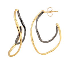 Tina Black & Gold Hoops