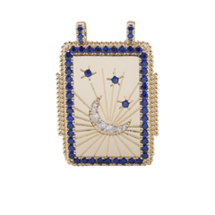 Blue Celestial Moon Rectangle Charm (Large)