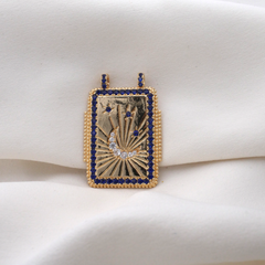 Blue Celestial Moon Rectangle Charm (Large)