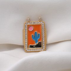 Desert Cactus Rectangle Charm (Large)