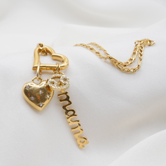 Puffy Star Heart Charm with CZ (Medium)