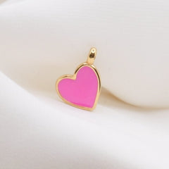 Pink Enamel Heart Charm (Small)