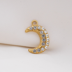 Pave CZ Crescent Moon Charm (Medium)