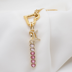 Pink Ombre Heart Stack Charm (Large)
