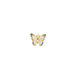 Gold White Enamel Rainbow Butterfly Charm (Tiny)