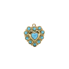 Gold Turquoise Heart Halo Charm (Large)