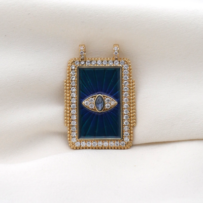 Blue Evil Eye Rectangle Charm (Large)