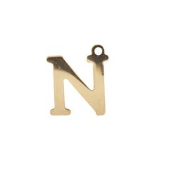 N - Gold Block Letter Charm (Large)