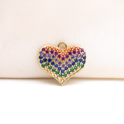 Rainbow Pavé Heart Charm (Medium)