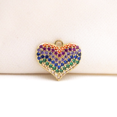 Rainbow Pavé Heart Charm (Medium)