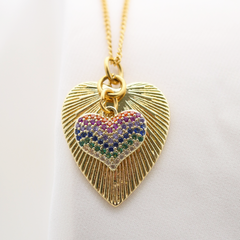 Rainbow Pavé Heart Charm (Medium)
