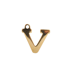 V - Gold Block Letter Charm (Large)