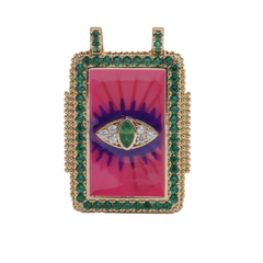 Hot Pink Evil Eye Rectangle Charm (Large)