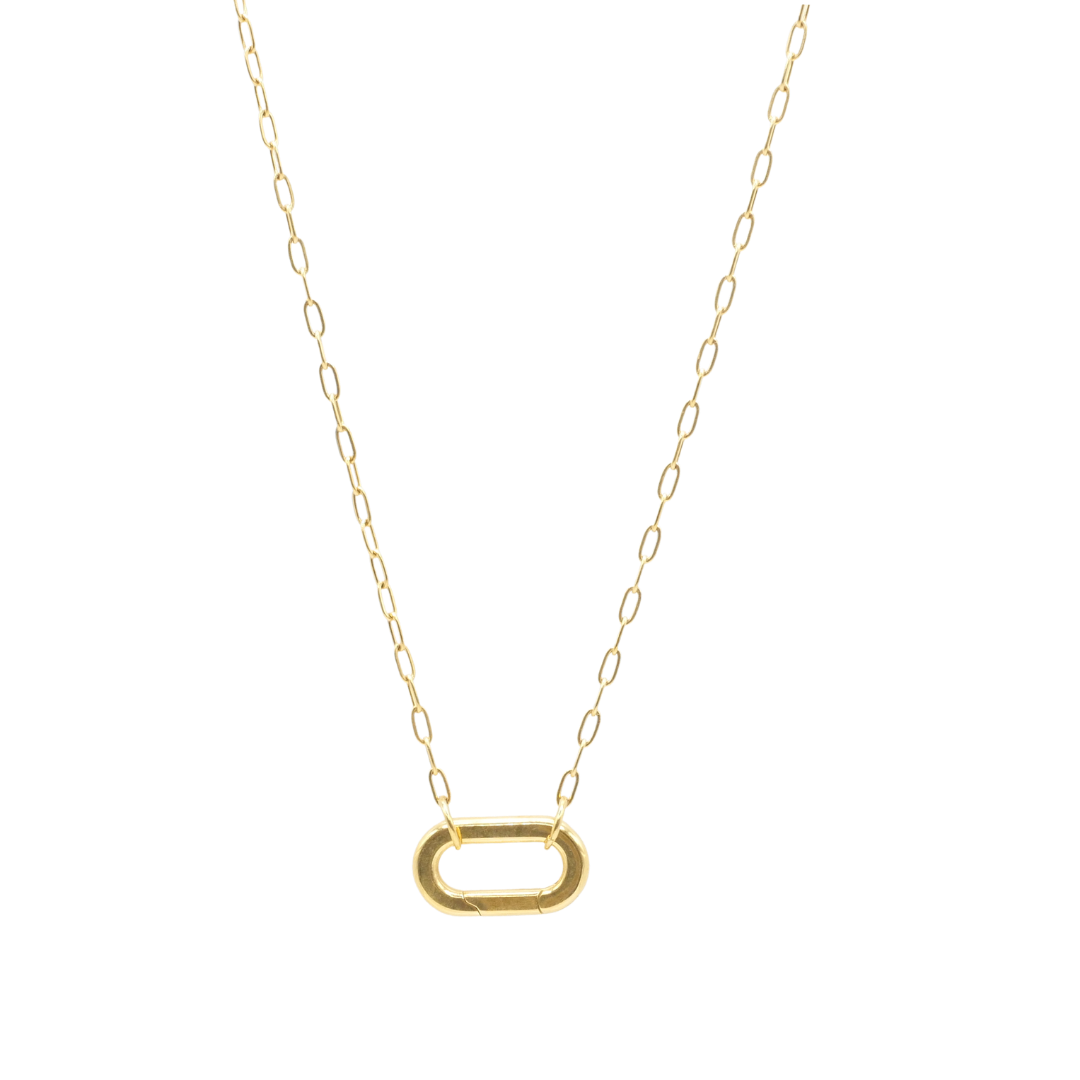 Drawn Cable Chain Necklace with Oval Carabiner - Waterproof
