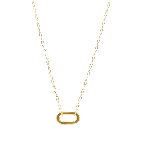 Drawn Cable Chain Necklace with Oval Carabiner - Waterproof