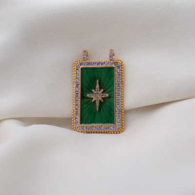 Green North Star Rectangle Charm (Large)