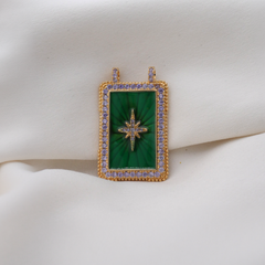 Green North Star Rectangle Charm (Large)