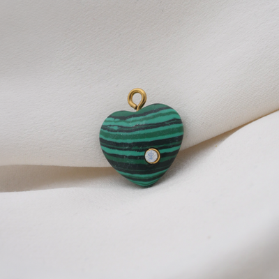 Green & Black Heart Charm (Medium)