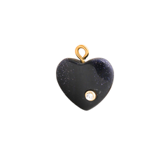 Black Glitter Heart Charm (Medium)