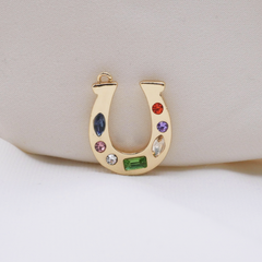 Rainbow Stone Horseshoe Charm (Medium)