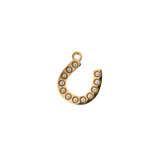 Gold Pearl Horseshoe Charm (Medium) (Waterproof)