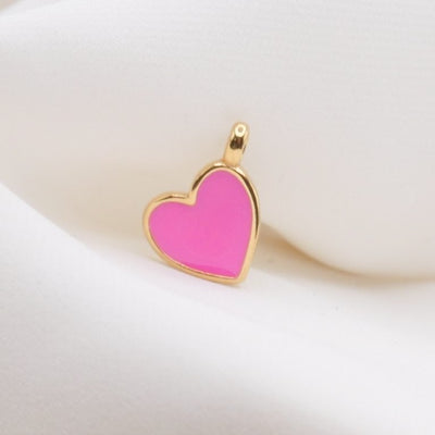 Pink Enamel Heart Charm (Small)