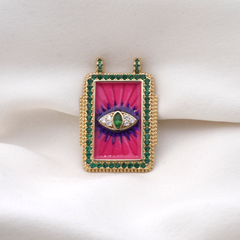 Hot Pink Evil Eye Rectangle Charm (Large)