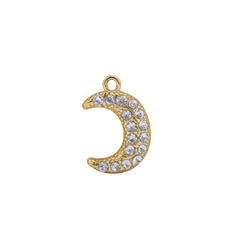 Pave CZ Crescent Moon Charm (Medium)