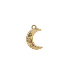 Crescent Moon with CZ Stars Charm (Medium)