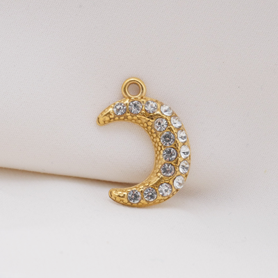 Pave CZ Crescent Moon Charm (Medium)
