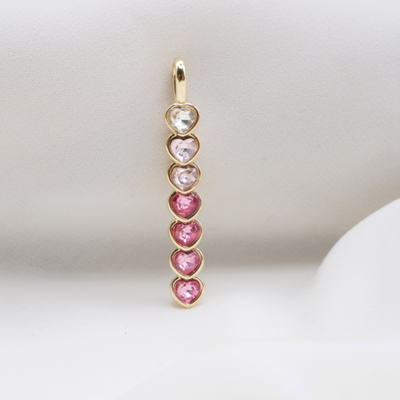 Pink Ombre Heart Stack Charm (Large)
