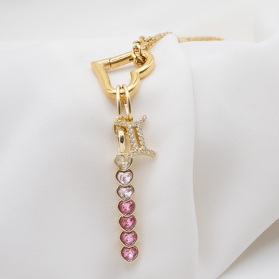 Pink Ombre Heart Stack Charm (Large)