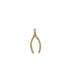 Gold Crystal Wishbone Charm (Medium) (Waterproof)